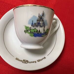 Disney White, Gold & Blue Castle Teacup with Saucer